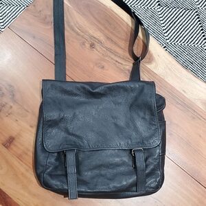 Vintage 80's BRAINSTORM Full Grain Leather Crossbody Sachel Bag Unisex